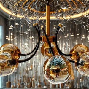 Modern Gold Glass Bubble Chandelier