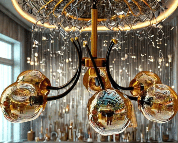 Modern Gold Glass Bubble Chandelier