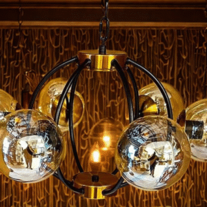 Luxury Globe Pendant Light with Gold & Black Frame