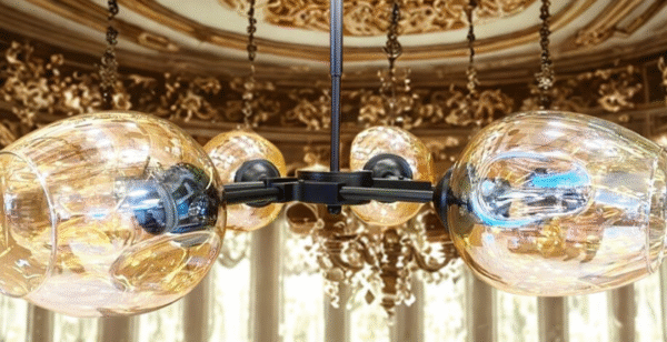 Contemporary Bulb Hanging Light – Gold & Black