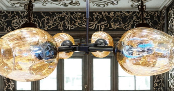 Contemporary Bulb Hanging Light – Gold & Black - Image 2